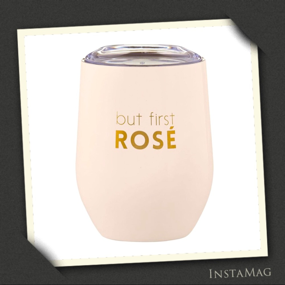 BUT FIRST ROSE Stainless Steel Tumbler w/Lid